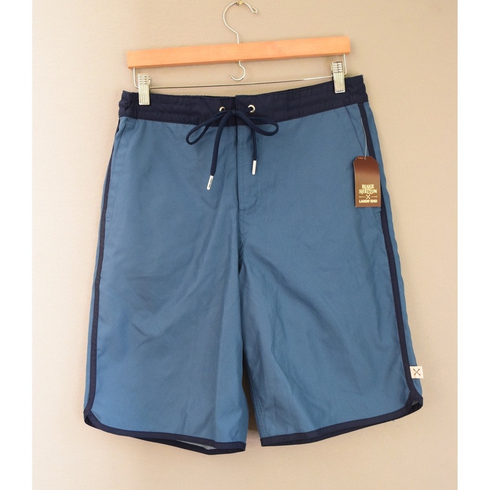 Blake Shelton X Lands' End Swim Trunks Medium Blue Board Shorts Mens New